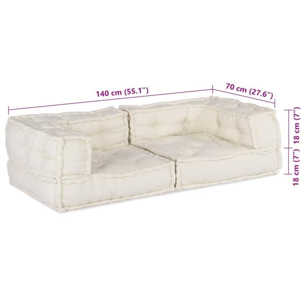 Pouf Modular Creme 140x70x36 cm Stoff
