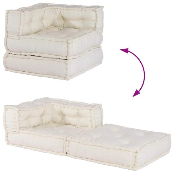 Pouf Modular Creme 70x70x54 cm Stoff