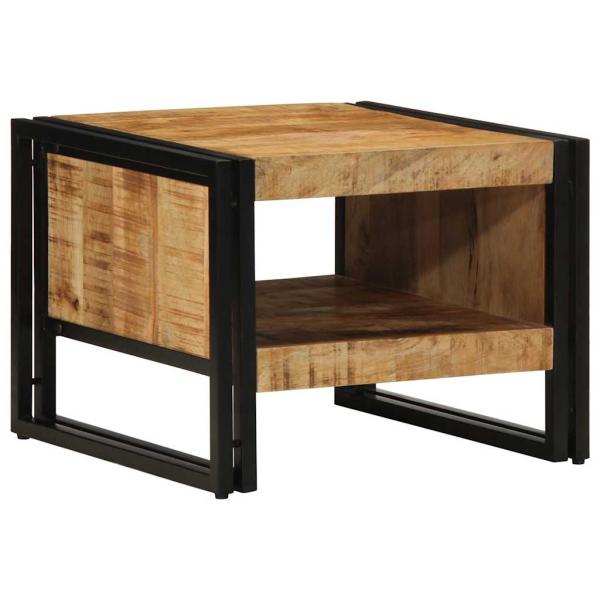 Couchtisch 50x50x38 cm Raues Massivholz Mango