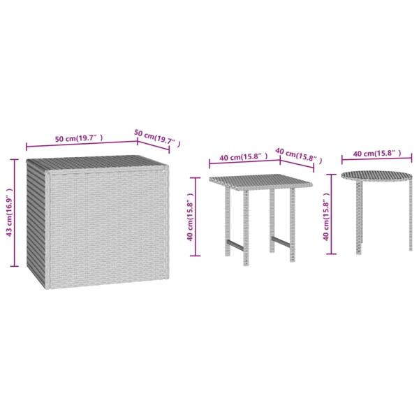 ARDEBO.de - Beistelltische 3 Stk. Schwarz Poly Rattan