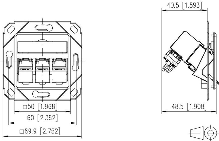 Metz Connect C6Amodul 3 Port 270°M UPk Modulare Anschlussdose, reinweiß (130B12D31102-E)