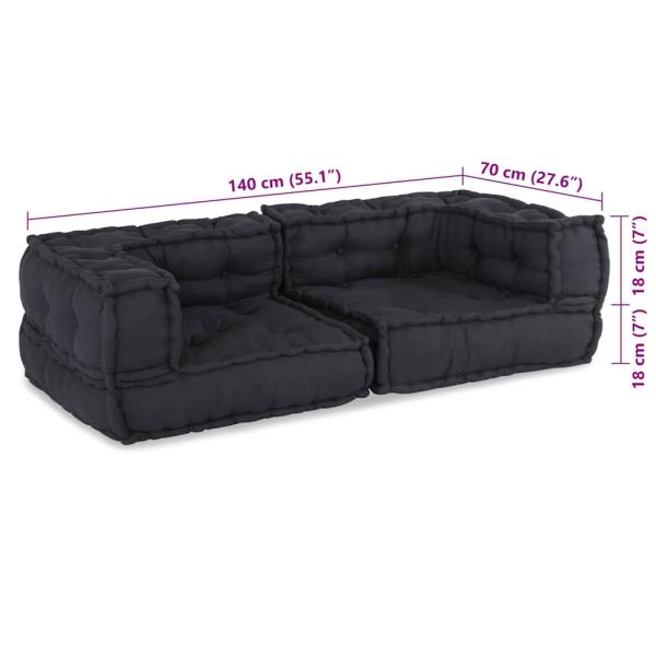 Pouf Modular Anthrazit 140x70x36 cm Stoff
