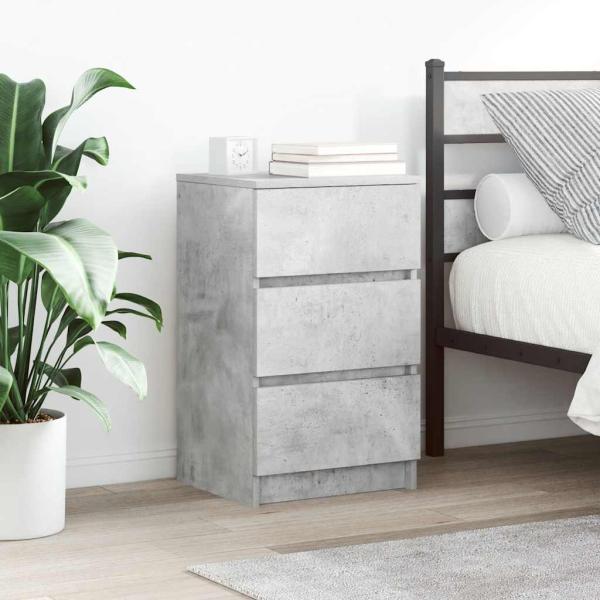 ARDEBO.de - Nachttische mit 3 Schubladen 2 Stk. Betongrau 39x35x65 cm