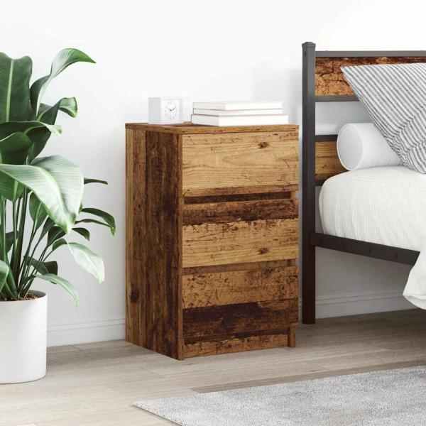ARDEBO.de - Nachttische mit 3 Schubladen 2 Stk. Altholz-Optik 39x35x65 cm