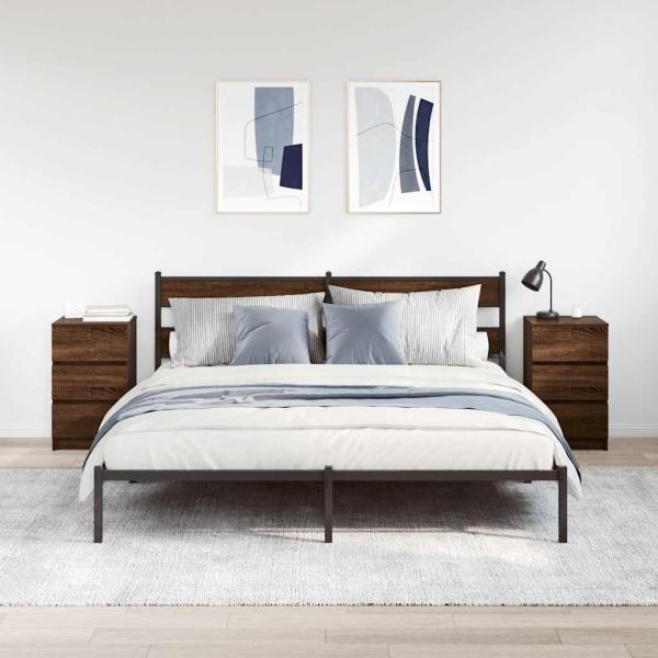 Nachttische mit 3 Schubladen 2 Stk. Braun Eichen-Optik