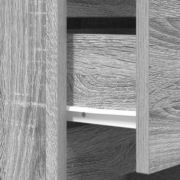 Nachttische mit 3 Schubladen 2 Stk. Grau Sonoma 39x35x65 cm