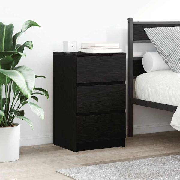 ARDEBO.de - Nachttische mit 3 Schubladen 2 Stk. Schwarz 39x35x65 cm