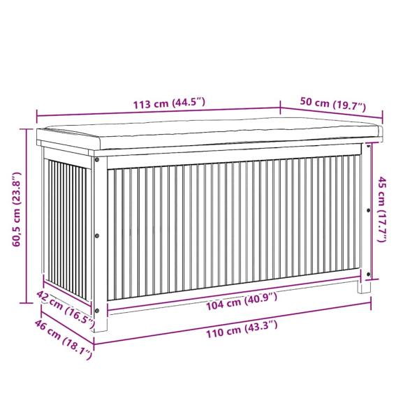 Outdoor-Kissenbox 113x50x60,5 cm Massivholz Akazie