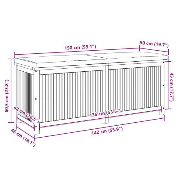 Outdoor-Kissenbox 150x50x60,5 cm Massivholz Akazie