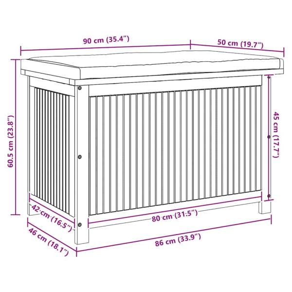 Outdoor-Kissenbox 90x50x60,5 cm Massivholz Akazie