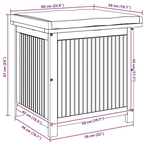 Outdoor-Kissenbox 60x50x61 cm Massivholz Akazie