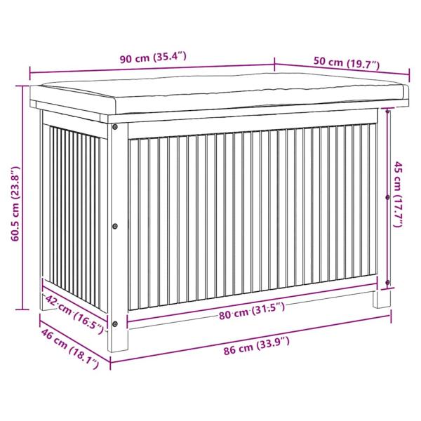 Outdoor-Kissenbox 90x50x60,5 cm Massivholz Akazie