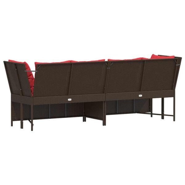 ARDEBO.de - Gartensofa mit Kissen Braun Poly Rattan