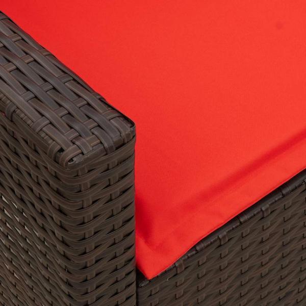 Gartensofa 5-Sitzer mit Kissen Braun Poly Rattan