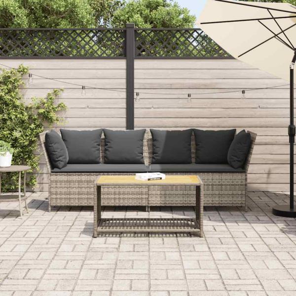 Gartensofa mit Kissen Hellgrau Poly Rattan