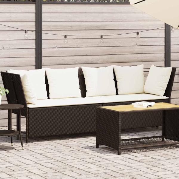 ARDEBO.de - Gartensofa mit Kissen Braun Poly Rattan