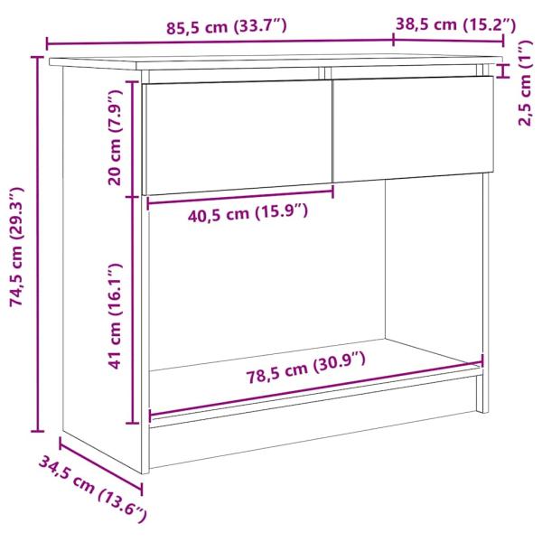 Konsolentisch mit Schubladen Betongrau 85,5x38,5x74,5 cm
