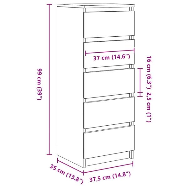 ARDEBO.de - Sideboard mit Schubladen Artisan-Eiche 37,5x35x99 cm