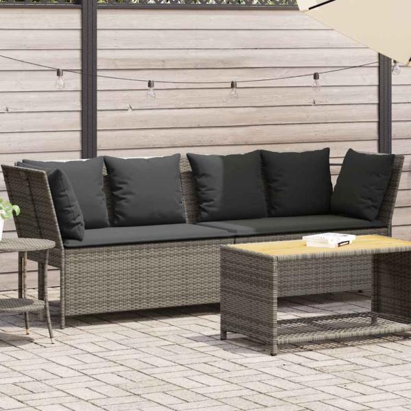 ARDEBO.de - Gartensofa mit Kissen Grau Poly Rattan