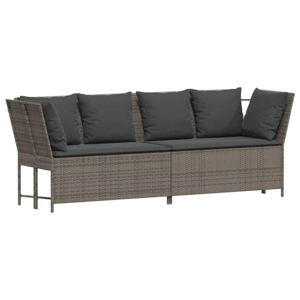 Gartensofa mit Kissen Grau Poly Rattan