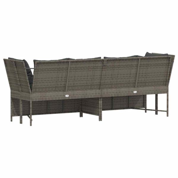 Gartensofa mit Kissen Grau Poly Rattan