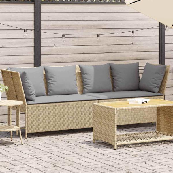 ARDEBO.de - Gartensofa mit Kissen Beige Poly Rattan