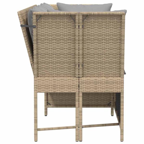 Gartensofa mit Kissen Beige Poly Rattan