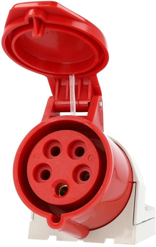 Walther Werke (130SL) Wandsteckdose, zur Außenbefestigung, 32 A 5-polig, schraubenlos, mit Kabeleinführung oben