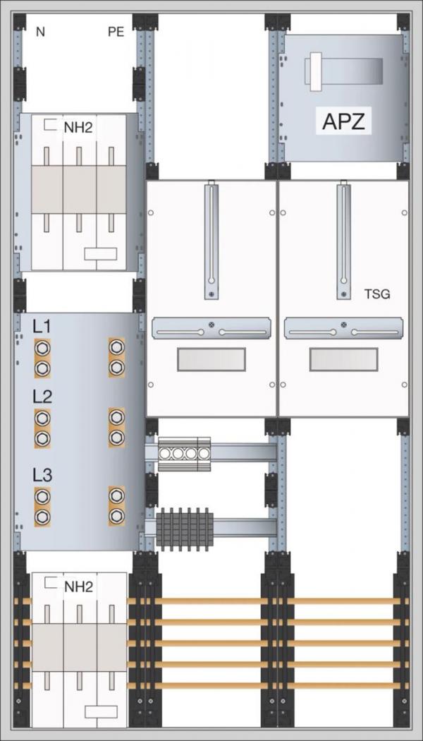 Hager FP93W7N Wandler- und Messschr, Univ.N, 1400x800x205mm, NAR NH2-SU, AAR NH2-SU, APZ, Prüf-22pol