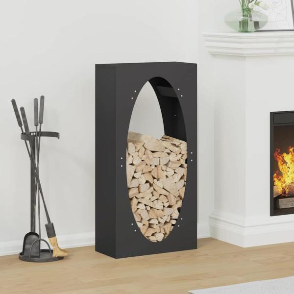 ARDEBO.de - Brennholzregal Schwarz 50x23x100 cm Kaltgewalzter Stahl
