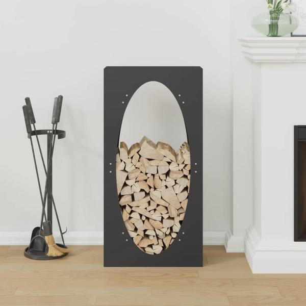 Brennholzregal Schwarz 50x23x100 cm Kaltgewalzter Stahl