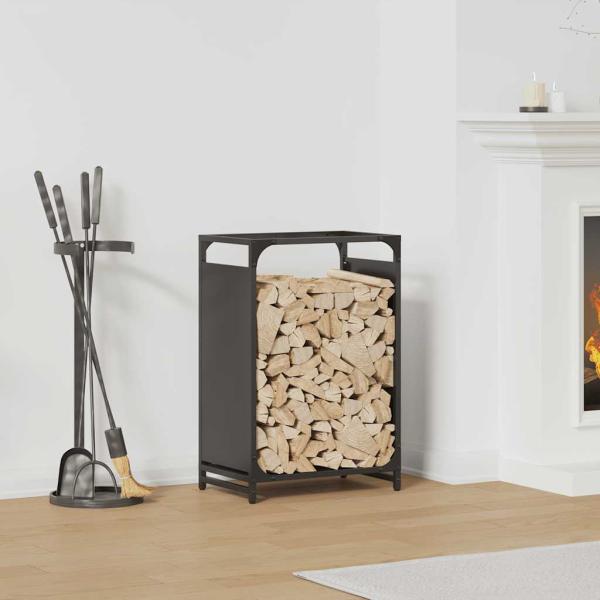 ARDEBO.de - Brennholzregal Schwarz 44x28x65 cm Kaltgewalzter Stahl