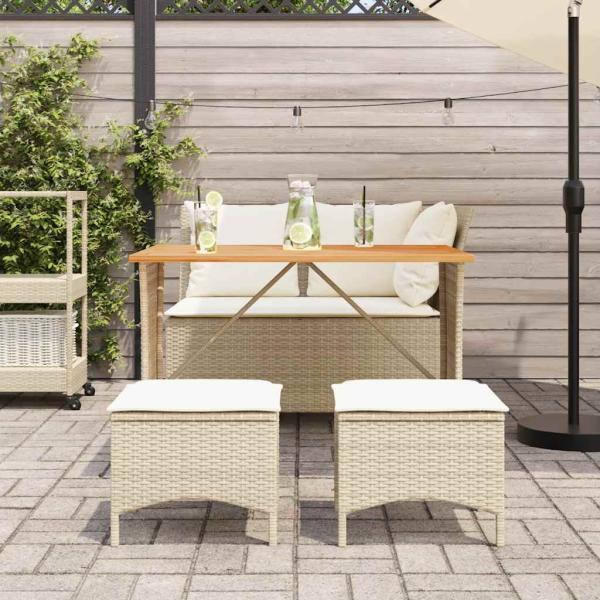 4-tlg. Garten-Essgruppe mit Kissen Beige Poly Rattan