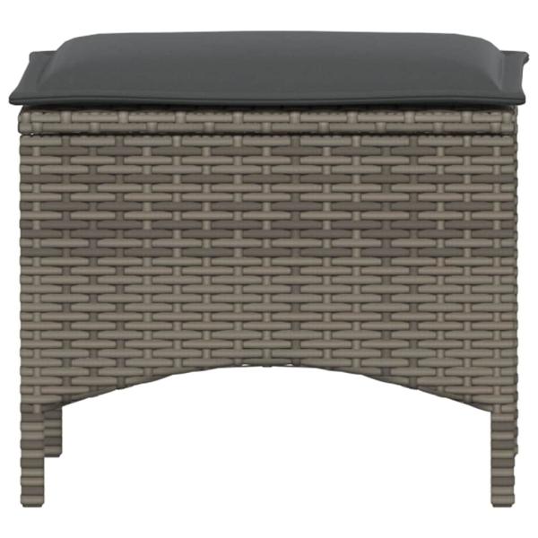 3-tlg. Garten-Essgruppe mit Kissen Grau Poly Rattan