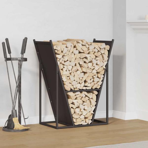 ARDEBO.de - Brennholzregal Schwarz 69,5x35x81 cm Kaltgewalzter Stahl
