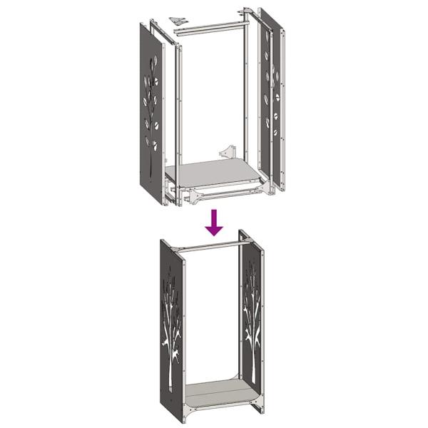 Brennholzregal Schwarz 40x30x80 cm Kaltgewalzter Stahl