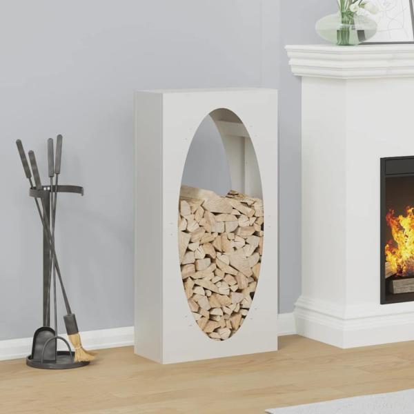 ARDEBO.de - Brennholzregal Weiß 50x23x100 cm Kaltgewalzter Stahl