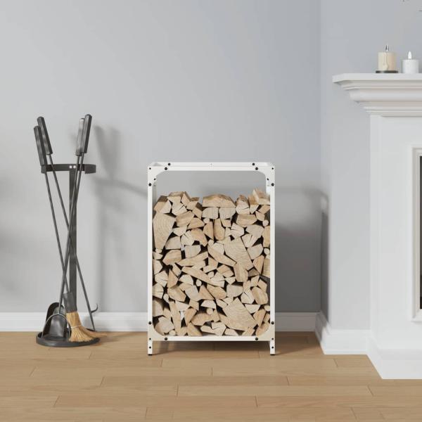 Brennholzregal Weiß 44x28x65 cm Kaltgewalzter Stahl