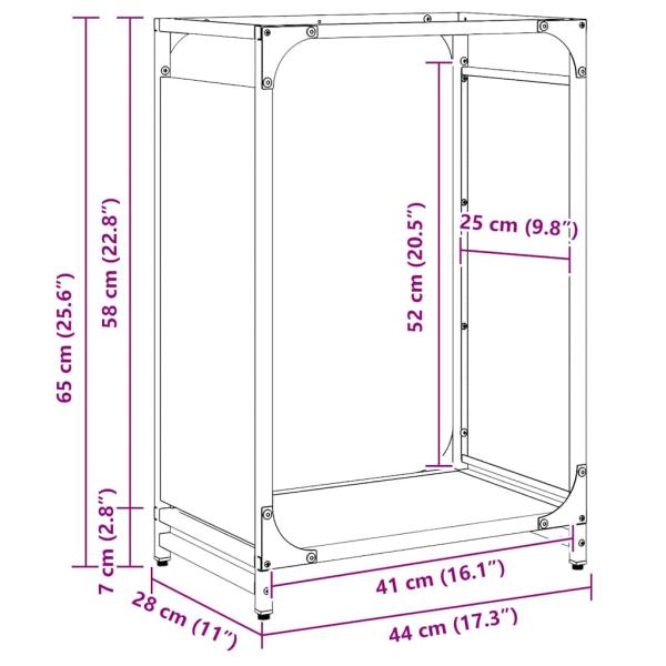 Brennholzregal Weiß 44x28x65 cm Kaltgewalzter Stahl