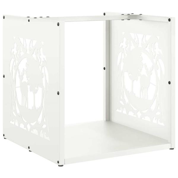 Brennholzregal Weiß 40x40x40 cm Kaltgewalzter Stahl