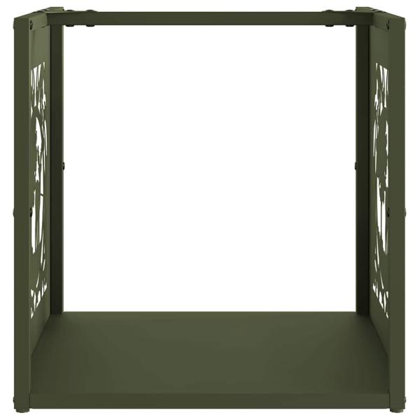 Brennholzregal Olivgrün 40x40x40 cm Kaltgewalzter Stahl