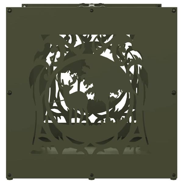 Brennholzregal Olivgrün 40x40x40 cm Kaltgewalzter Stahl