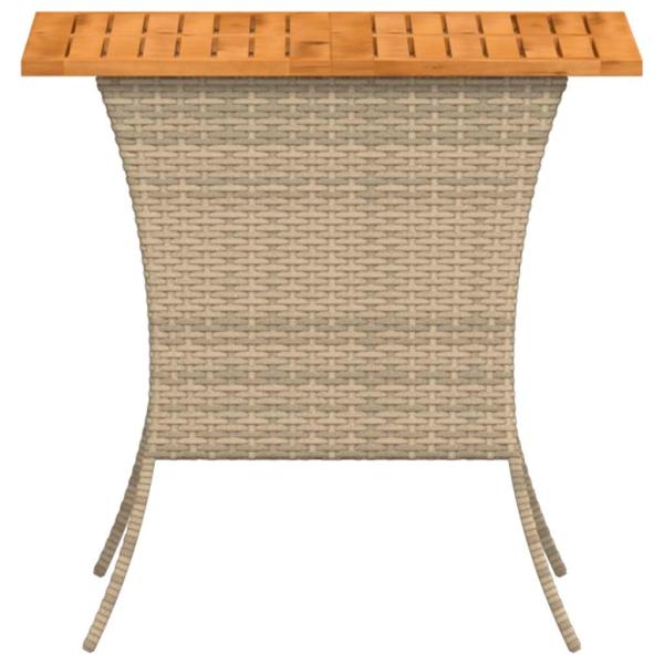 Gartentisch mit Akazienholzplatte Beige 105x75x72cm Poly Rattan