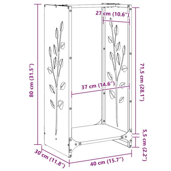 Brennholzregal Weiß 40x30x80 cm Kaltgewalzter Stahl