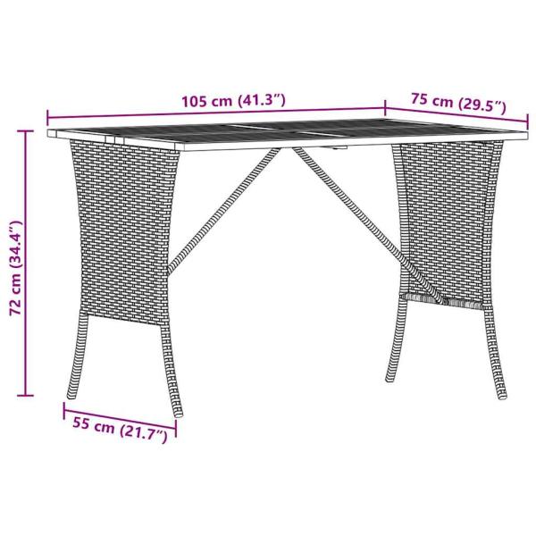 Gartentisch mit Akazienholzplatte Grau 105x75x72cm Poly Rattan