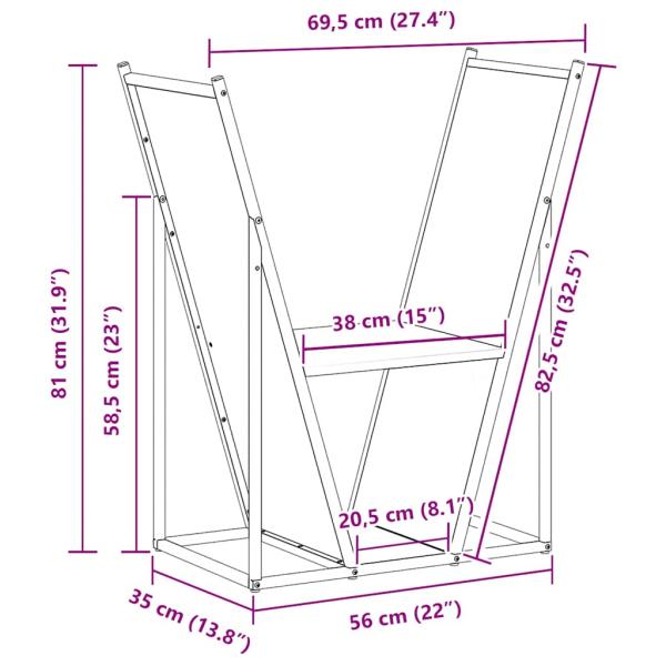 Brennholzregal Weiß 69,5x35x81 cm Kaltgewalzter Stahl