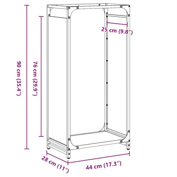 Brennholzregal Anthrazit 44x28x90 cm Kaltgewalzter Stahl
