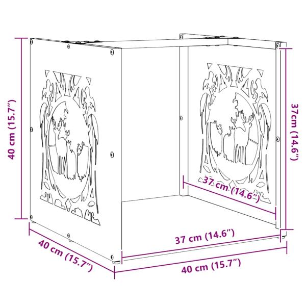 Brennholzregal Schwarz 40x40x40 cm Kaltgewalzter Stahl