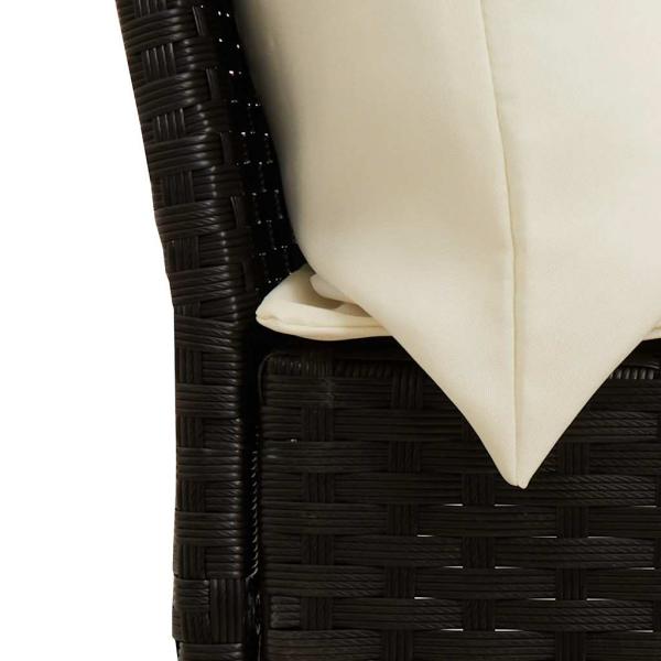 4-tlg. Garten-Essgruppe mit Kissen Schwarz Poly Rattan
