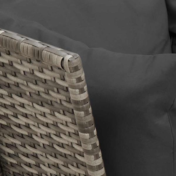 4-tlg. Garten-Essgruppe mit Kissen Grau Poly Rattan